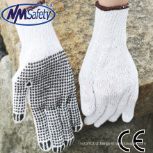 NMSAFETY cotton gloves/ pvc dotted palm work gloves